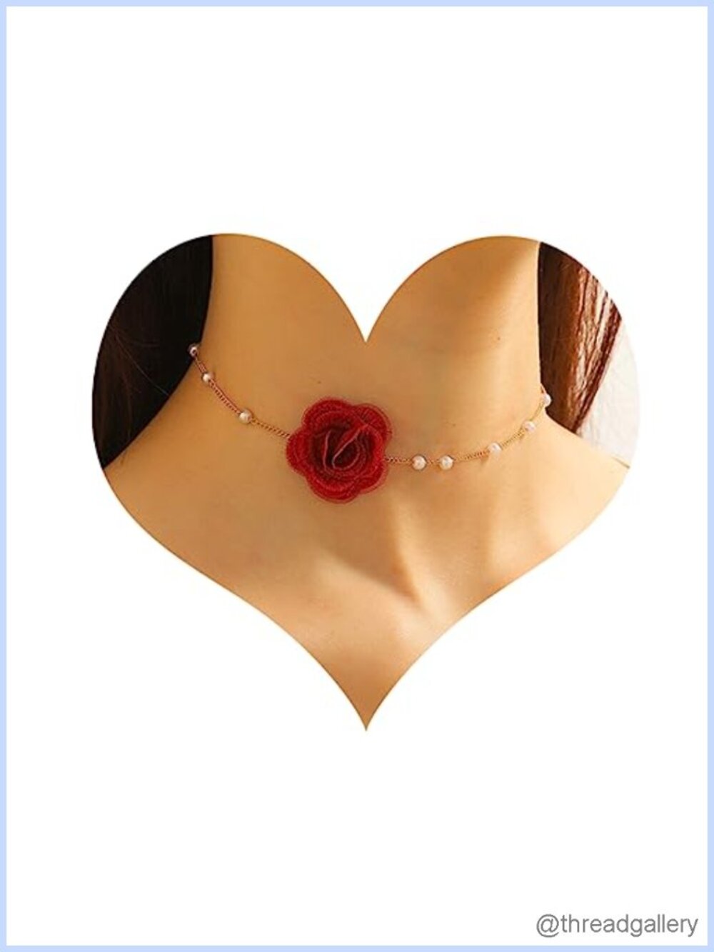 Handmade Flower Faux Pearl Plated Choker Necklace Women